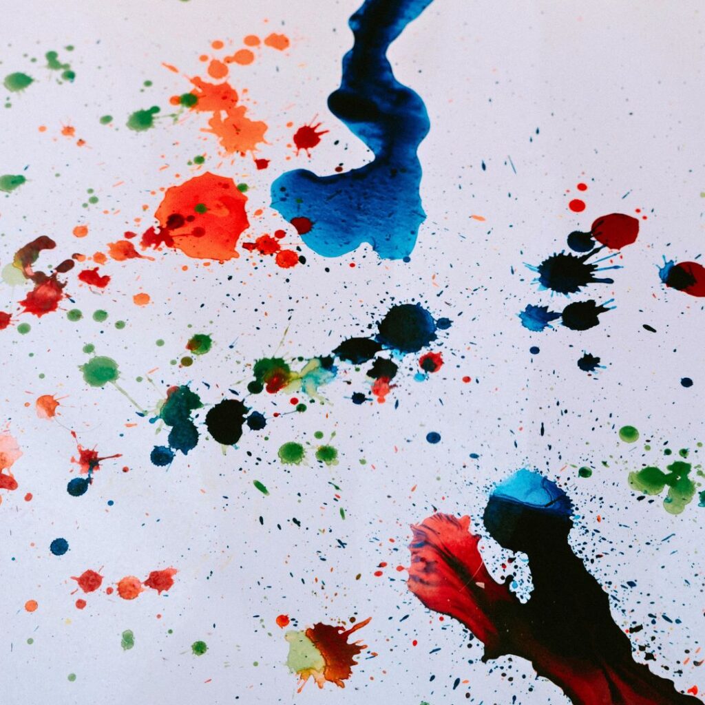 Paint splatter on a white surface