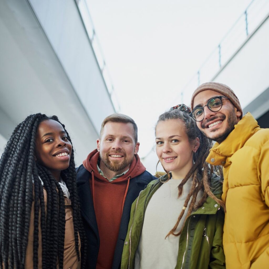 A group of friends smiling together