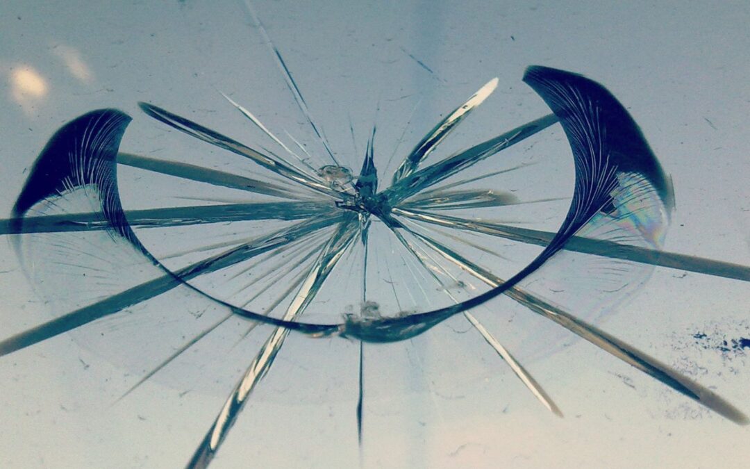 A close-up of broken glass